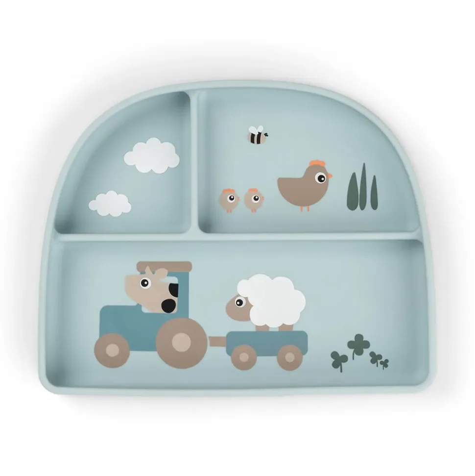 Tiny Farm Stick & Stay Inddelt Tallerken, Blue