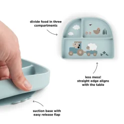 Tiny Farm Stick & Stay Inddelt Tallerken, Blue