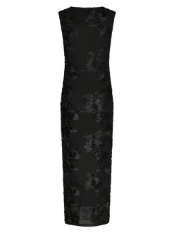 Tiranna Big Flower Mesh Kjole, Black, 36