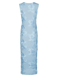 Tiranna Big Flower Mesh Kjole, Light Blue, 40