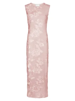 Tiranna Big Flower Mesh Kjole, Light Pink, 40