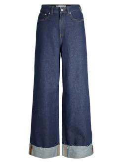 Tokyo Wide Fold Jeans, Dark Blue Denim, W26/L30