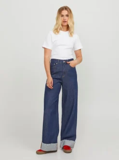 Tokyo Wide Fold Jeans, Dark Blue Denim, W26/L30