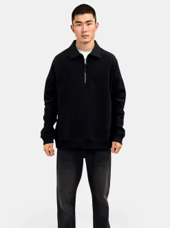 Tom Zip Polo Sweatshirt, Black, S