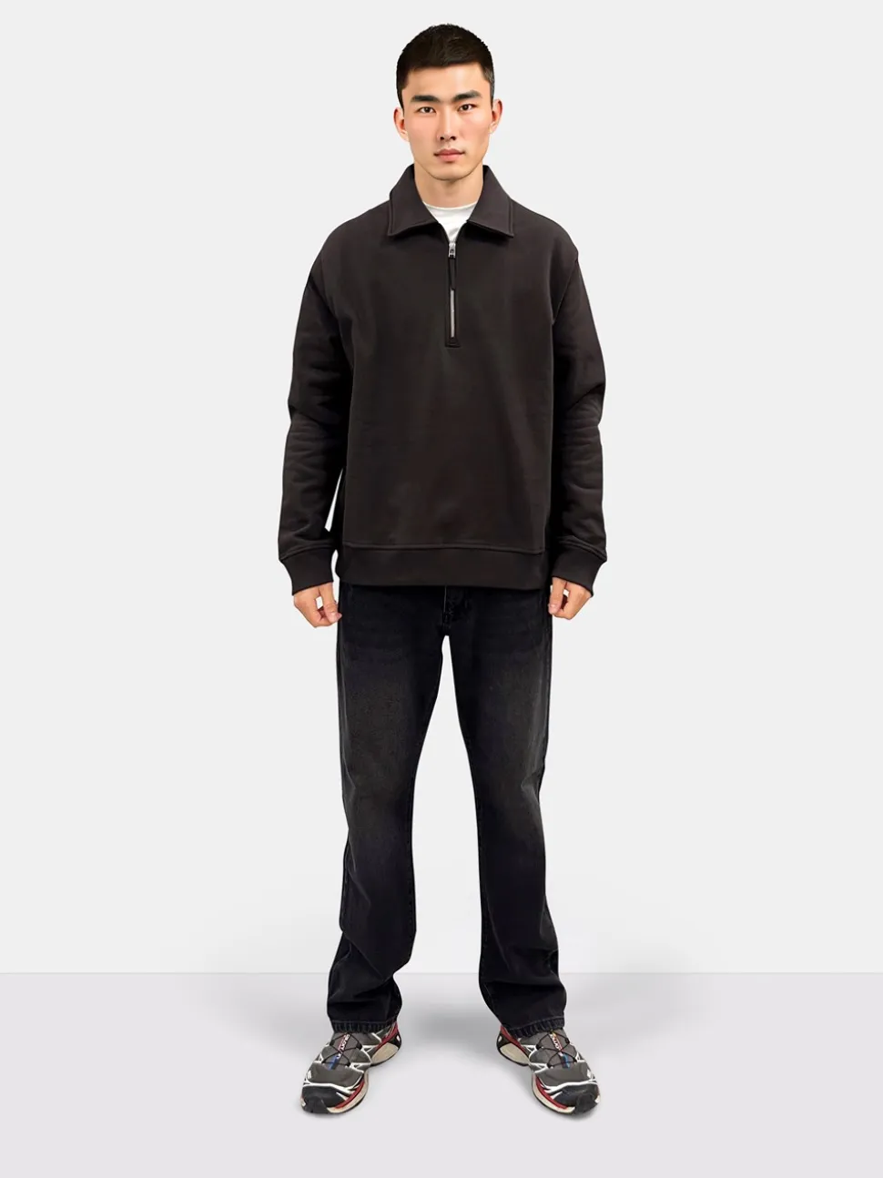 Tom Zip Polo Sweatshirt, Brown, S