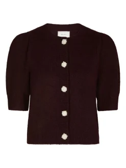 Trudy Deco Knit Cardigan, Wine, 40