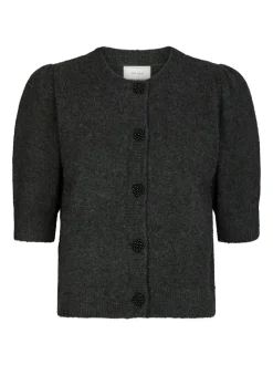 Trudy Deco Knit Cardigan, Antracit Melange, 40