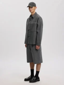 Trygve Selvedge Denim Shorts, Light Grey Denim, XL