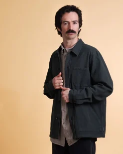 Twill Men's Overshirt, Bottle Green, XL