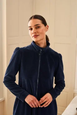 Velour Morgenkåbe, Navy, L