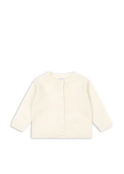 Venti Pointelle Cardigan, Antique White, 80 cm