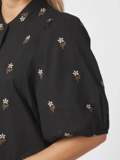 Veronica Flower Emb Kjole, Black, 36