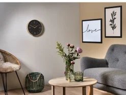 Vægur, Sort/ Guld, Ø30 cm