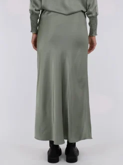 Vicky Heavy Sateen Nederdel, Smoke Green, 34