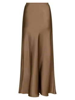 Vicky Heavy Sateen Nederdel, Dark Taupe, 42