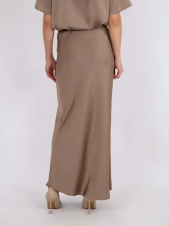 Vicky Heavy Sateen Nederdel, Dark Taupe, 42