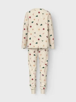 Vismas Kids Pyjamassæt, Whitecap Gray Xmas AOP, 116 cm