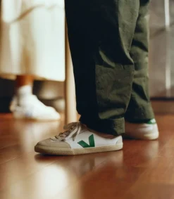 Volley Sneakers, White-Emeraude, 41