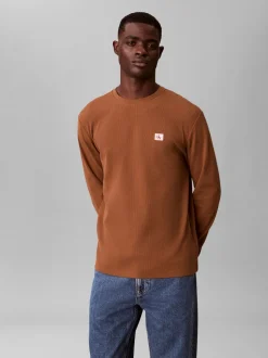 Waffle Badge Langærmet T-shirt, Bronze Gold, L