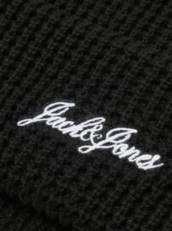 Waffle Beanie, Black, One size