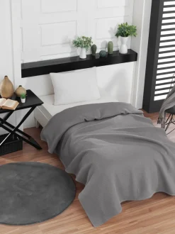 Waffle Sengetæppem Mørk Grå, 140x220 cm