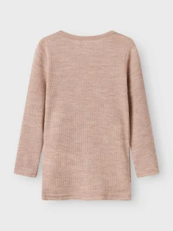 Wax Wool Rib Langærmet T-shirt, Shadow Gray, 110 cm