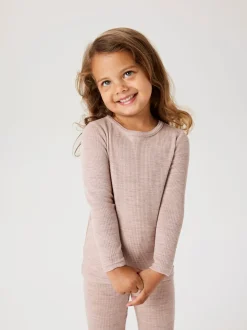 Wax Wool Rib Langærmet T-shirt, Shadow Gray, 110 cm