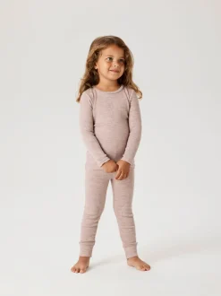 Wax Wool Rib Langærmet T-shirt, Shadow Gray, 110 cm