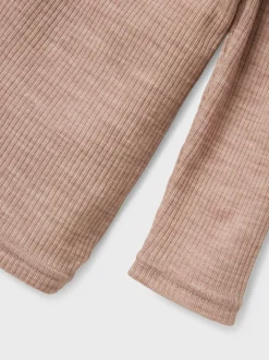 Wax Wool Rib Langærmet T-shirt, Shadow Gray, 110 cm