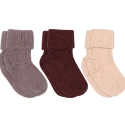 Wool Rib Baby 3-pak Strømper, Rose Dust, 15-16