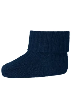 Wool Rib Baby Strømper, Navy, 25-28