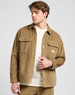 Workwear Relaxed Overshirt, Dark Khaki, S