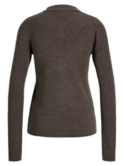 Wren Wool Blend Polo Striktrøje, Bracken, M