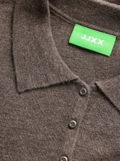 Wren Wool Blend Polo Striktrøje, Bracken, M