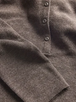 Wren Wool Blend Polo Striktrøje, Bracken, M