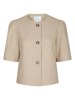 Xanthe Light Herringbone Blazer, Sand, 36