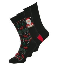 Xmas Reindeer Giftbox 3-pak Strømper, Black, 38-43
