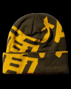 Yan Sumo JQ Fold Beanie, Dark Brown Yellow