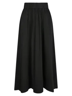 Yara Long Poplin Nederdel, Black, 40