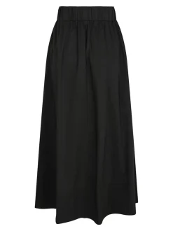 Yara Long Poplin Nederdel, Black, 40