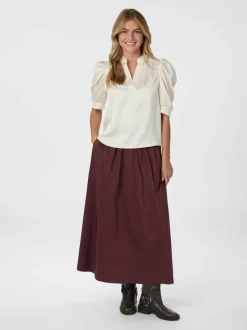 Yara Poplin Nederdel, Burgundy, 40