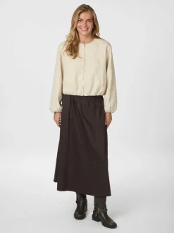 Yara Poplin Nederdel, Chocolate Brown, 40