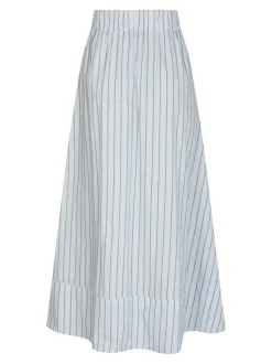 Yara Stripe Poplin Long Nederdel, Light Blue, 36